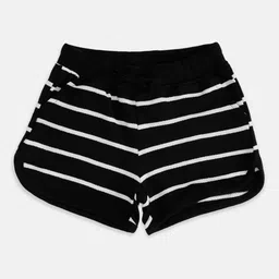 Pantaloons Junior Girls Black Striped Cotton Shorts image 1