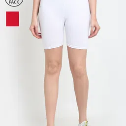 GRACIT Women White Cycling Sports Shorts-image-60