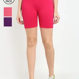 GRACIT Women Pack of 3 Slim Fit Cycling Sports Shorts-picture-37