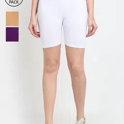 GRACIT Women White 3 Cycling Sports Cotton Shorts-image-10