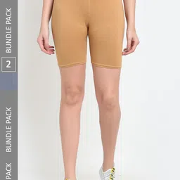 Jinfo Pack Of 2 Mid-Rise Above Knee Cycling Sports Shorts-image-37