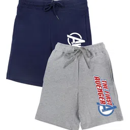 Marvel by Wear Your Mind Boys Pack of 2 Grey & Navy Blue Avengers Printed Shorts-picture-41