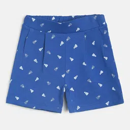 MINI KLUB Girls Navy Blue Printed Pure Cotton Shorts-picture-46