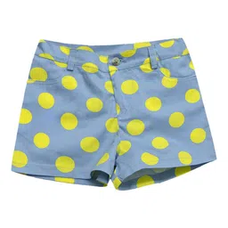 a.t.u.n. A T U N Girls Blue & Yellow Polka Dots Printed Regular Fit Shorts-picture-35