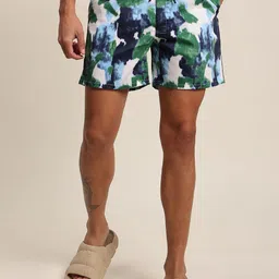 Bene Kleed Men Mid-Rise Abstract Printed Cotton Slim Fit Shorts image 1