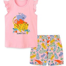 StyleCast Girls Pink & Yellow Printed Pure Cotton Top with Shorts-picture-22