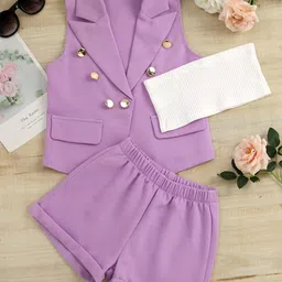 INCLUD Girls V-Neck Top With Shorts-picture-27