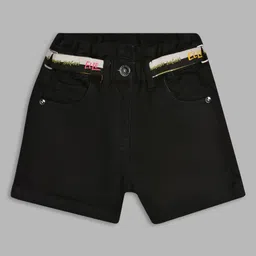 ELLE Girls Black Regular Fit Pure Cotton Denim Shorts-picture-19