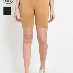 Jinfo Women Pack Of 2 Cycling Sports Shorts-image-46