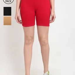 Jinfo Women Set Of 3 Black Cycling Cotton Shorts-image-69