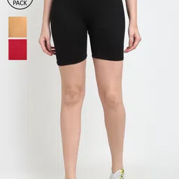 Jinfo Women Pack Of 3 Cycling Shorts-image-32