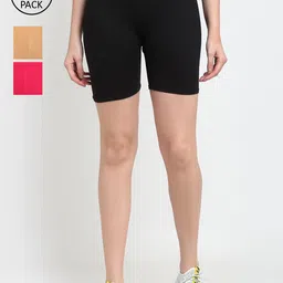 Jinfo Women Set Of 3 Black Cycling Shorts-picture-31