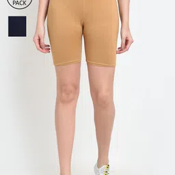 Jinfo Women Pack Of 2 Cycling Sports Shorts-image-82