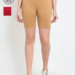 Jinfo Women Pack Of 2 Cycling Sports Shorts-image-78