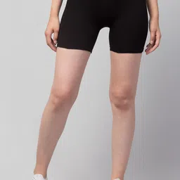 Apraa & Parma Women Black Solid Cotton Skinny Fit Cycling Sports Shorts-picture-12