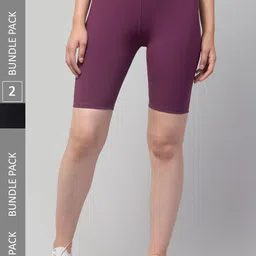 Apraa & Parma Women Pack of 2 Skinny Fit High-Rise Running Sports Shorts-picture-15
