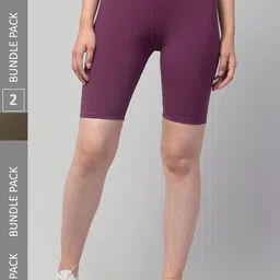 Apraa & Parma Women Pack of 2 Skinny Fit High-Rise Running Sports Shorts-picture-25