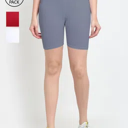 Jinfo Women Set Of 3 White Cycling Shorts-picture-23