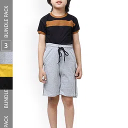 IndiWeaves Boys Pack Of 3 High-Rise Pure Cotton Casual Shorts-picture-27