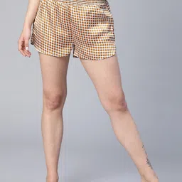 Oxolloxo Women Checked Mid Rise Lounge Shorts-image-0