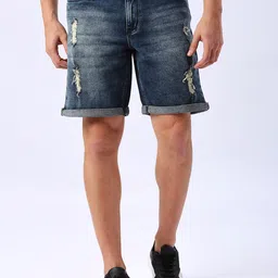 HJ HASASI Men Washed Denim Cotton Stretchable Shorts-image-39