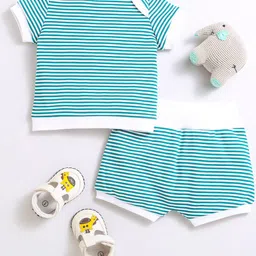 Nino Bambino Kids Striped Pure Cotton T-shirt with Shorts-image-42