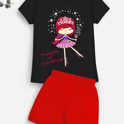 YK X Trampoline Girls Printed Round Neck T-shirt with Shorts-picture-26