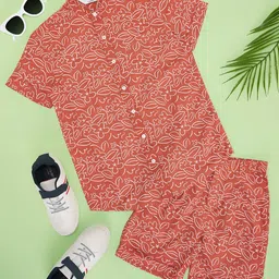 indus route by Pantaloons Boys Band Collar Printed Pure Cotton Shirt with Shorts-picture-17