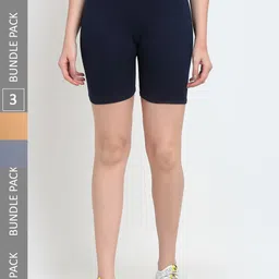 Jinfo Women Pack Of 3 Mid-Rise Yoga Sports Shorts-picture-32