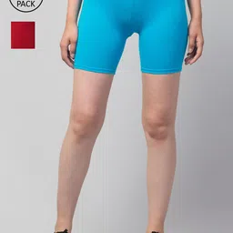 Apraa & Parma Women Pack Of 2 Skinny Fit Cycling Cotton Sports Shorts-picture-30