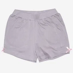 KiddoPanti Girls Grey Pure Cotton Shorts-image-7