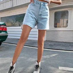 LULU & SKY Women Washed Slim Fit High-Rise Denim Shorts-picture-29