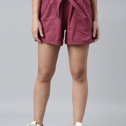 Go Colors Women High-Rise Linen Shorts-picture-2
