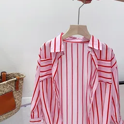 INCLUD Girls Long Sleeve Stripes Shirt With Sleeveless Top & Denim Shorts image 4