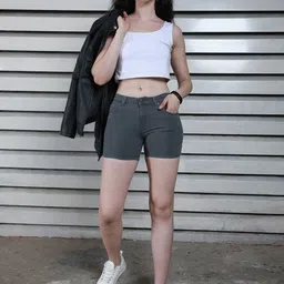 High Star Women Cotton Mid-Rise Denim Shorts image 4