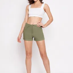 Hypernation Women  Skinny Fit High-Rise Shorts image 4