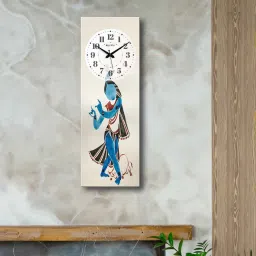 olive tree Multicolour Rectangle 24 Inches Wooden Wall Clock image 1