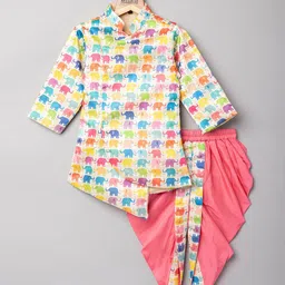 Maaikid Boys Cream-Coloured Ethnic Motifs Printed Kurta with Dhoti Pants-picture-11