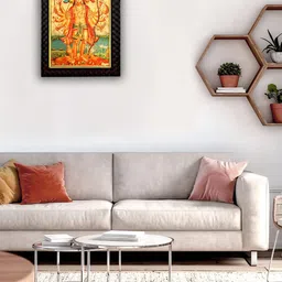 Hawai Gold Toned & Red Panchamukhi 24k Gold Plated Foil Embossed Wooden Wall Photo Frame image 3