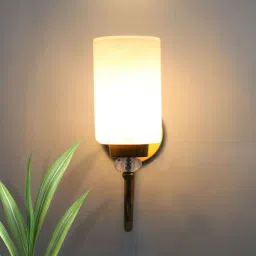 shree kala home decor Elegant Golden Finish Wall Sconce with Floral Design Glass-picture-29