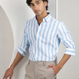 rare rabbit Men Slim Fit Striped Spread Collar Casual Shirt image 3