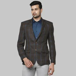 park avenue Men Checkered Single Breasted Formal Blazer-picture-45