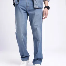 glitchez Men Relaxed Fit Mid Rise Blue Jeans-picture-32