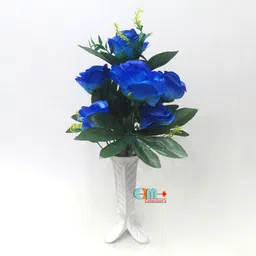 om collections Artificial Rose flower Blue Rose Artificial Flower with Pot-picture-15