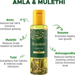 shaastram Amla Mulethi Hair Oil For Hair Fall Control & Hair Growth Herbal With Neem Comb Hair Oil image 2