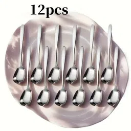 haniza Ice-Cream Spoon, Set of 12, 14cm Stainless Steel Ice-cream Spoon, Sugar Spoon, Sugar Spoon, Ice Tea Spoon, Cream Spoon Set-picture-12