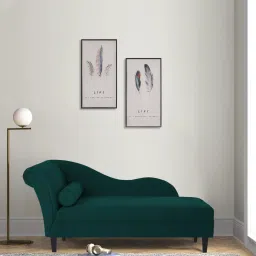 febonic Rana Velvet Rhs Chaise Lounger In Forest Green Colour image 1