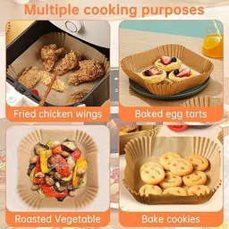 lijie 200PCS Parchment Paper Square Greaseproof Paper Air Fryer Accessories Compatible Airfryer Tray image 3