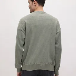 roadster Men Self Design Round Neck Grey Sweater image 4