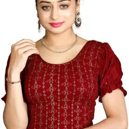 dhyaan textile Round Neck Women Blouse image 1